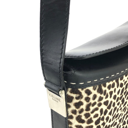 CELINE Unborn calf Dalmatian pattern Mantel Shoulder bag Black Vintage Old CELINE dn7e23