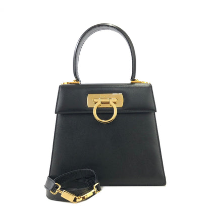 Salvatore Ferragamo Gancini 斜背包 手提包 肩背包 黑色 復古 舊 jpcsfp