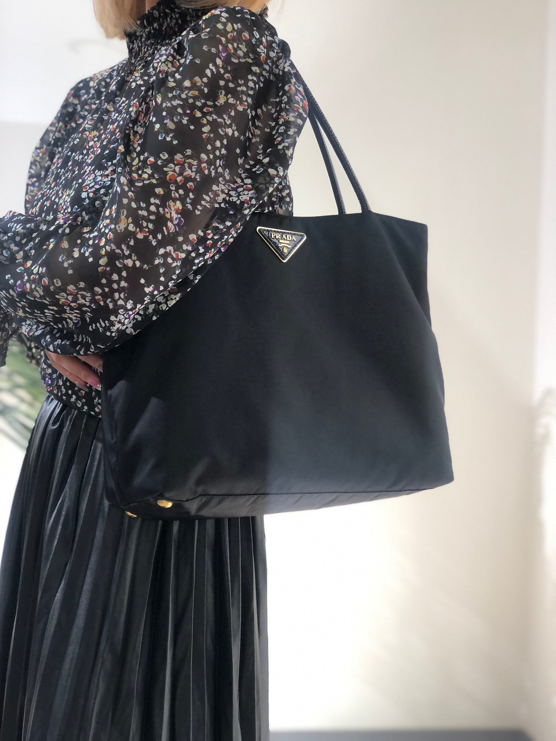 Prada Tessuto Nylon Tote Bag in Classic Black