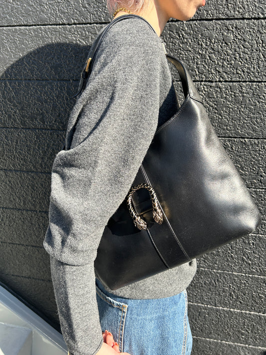 GUCCI Shoulder bag Hobobag Black Vintage m3bh55