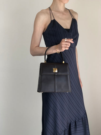 Yves Saint Laurent YSL Logo Top Handle Handbag Brown Vintage 3bhgkg