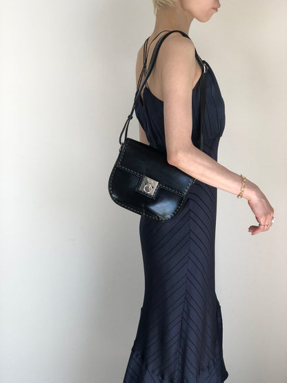 CELINE Gancini Shoulder bag Black Vintage ni2xww