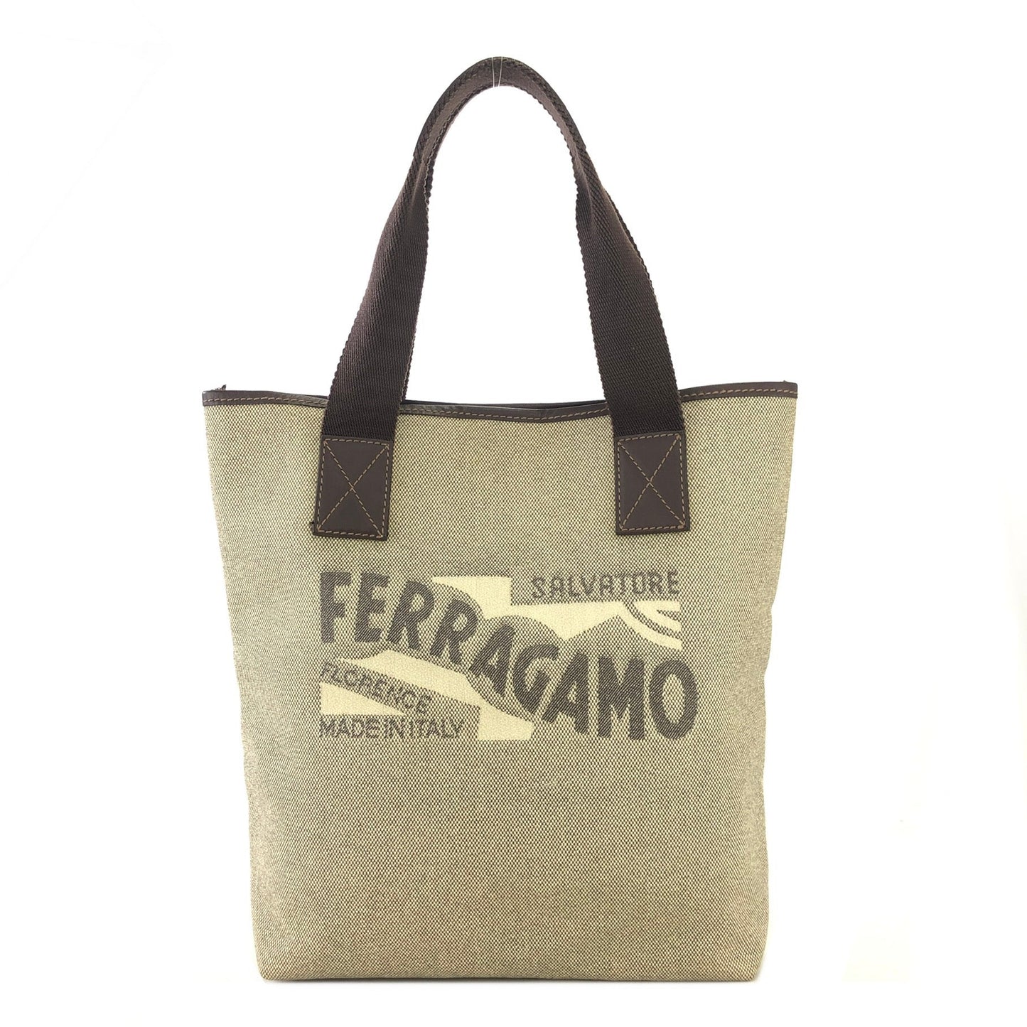 Salvatore Ferragamo Logo Tote bag Beige Vintage Old 8ns8nv