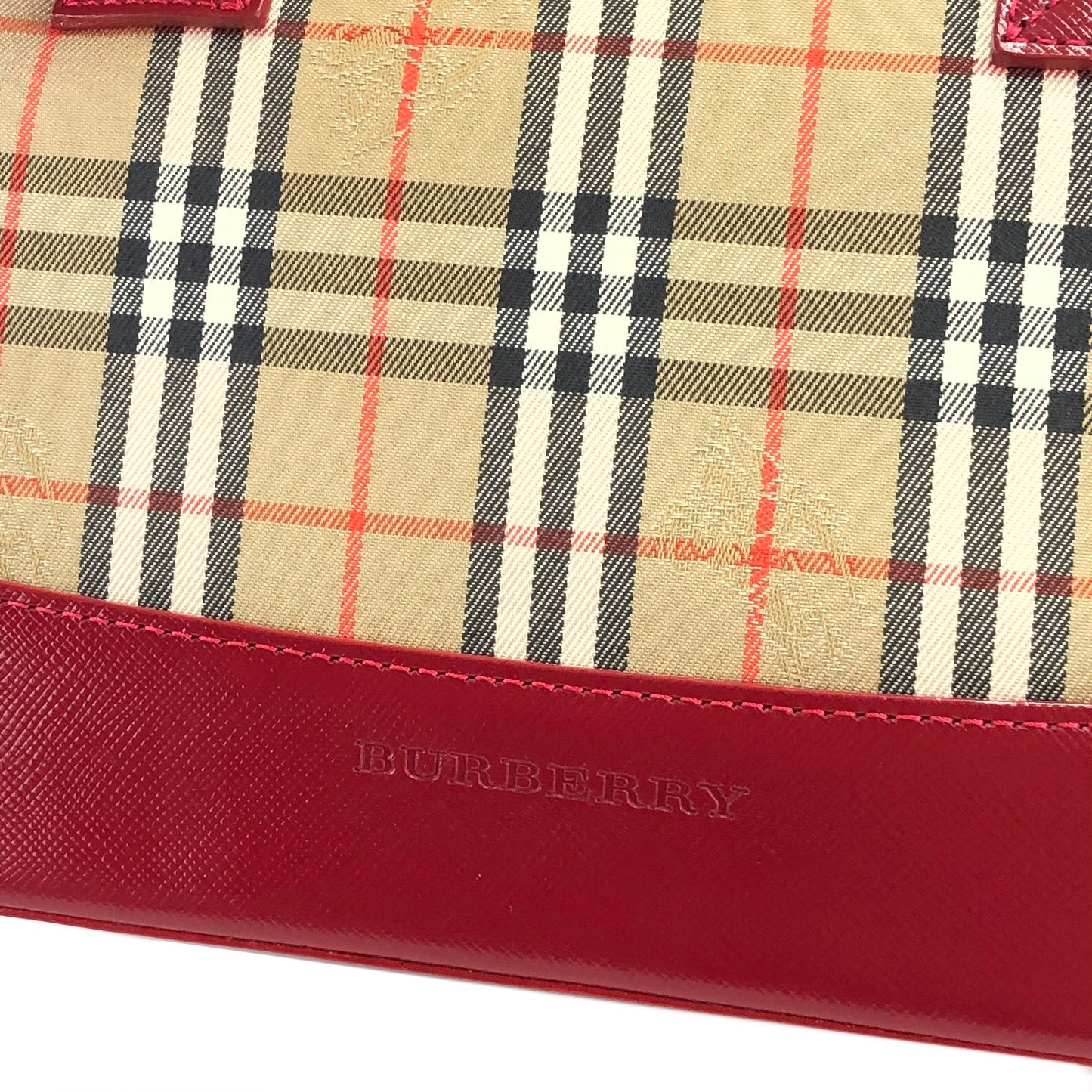 Burberrys Classic check Boston bag Handbag Beige Red Vintage Old 8kwa2a