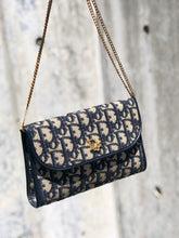 Load image into Gallery viewer, Christian Dior Trotter Jacquard Chain Mini Shoulder bag Navy Vintage Old 4w7zyh
