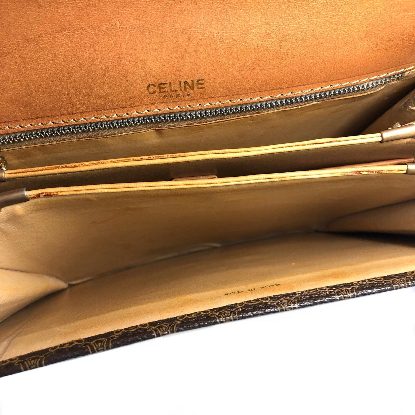 CELINE Macadam Horse Carriage Shoulder bag Brown Vintage Old celine 24878p