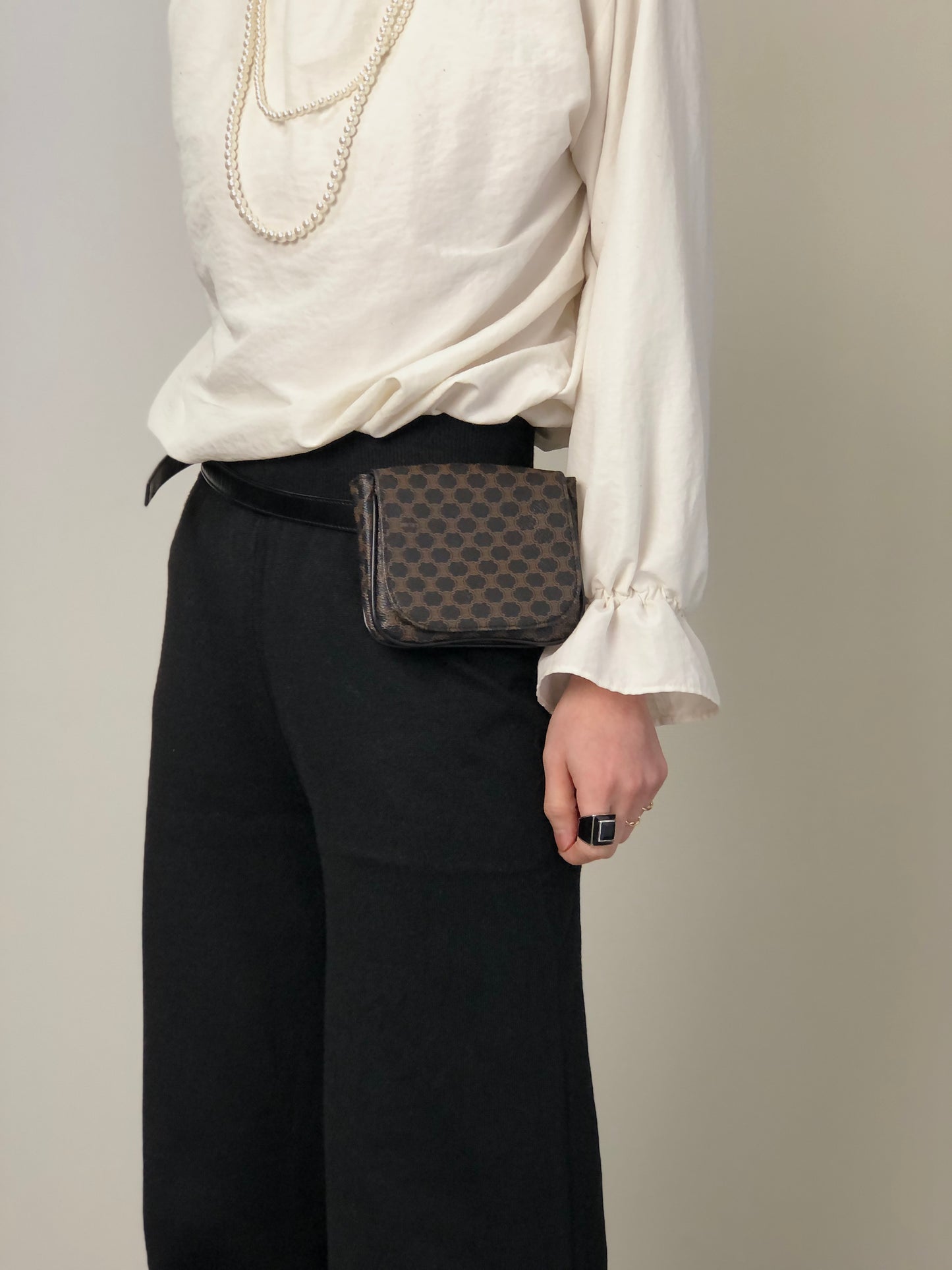 CELINE Macadam Sling bag Shoulder bag Black Vintage uwmfjs