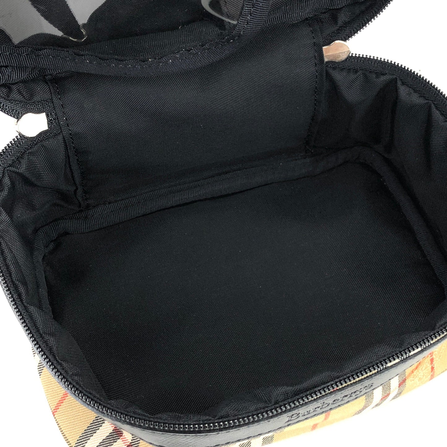BURBERRY Classic check Fabric Small Vanity bag Cosmetic pouch Handbag Beige Vintage Old bpnn8u