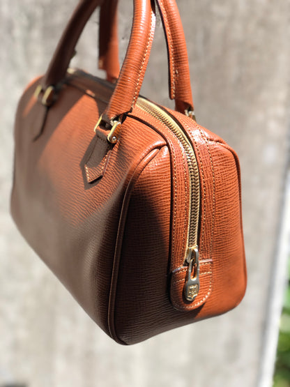 CELINE Leather Mini Boston bag Handbag Brown Vintage Old CELINE prczmn