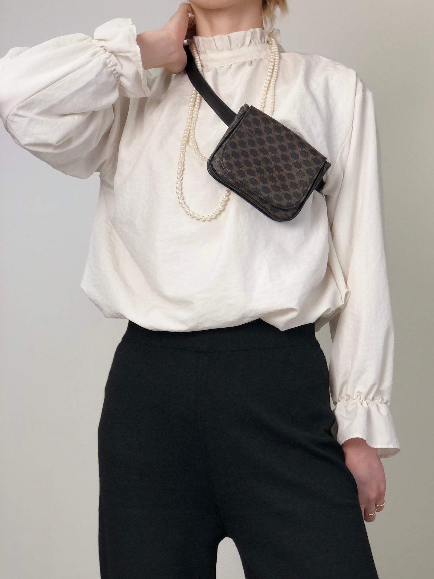 CELINE Macadam Sling bag Shoulder bag Black Vintage uwmfjs