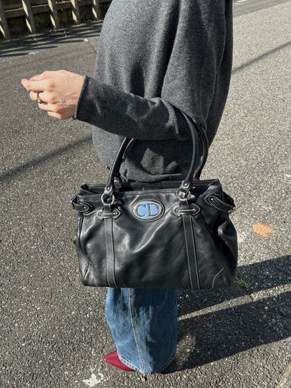 Christian Dior CD Logo Handbag Totebag Black Vintage js7hxe