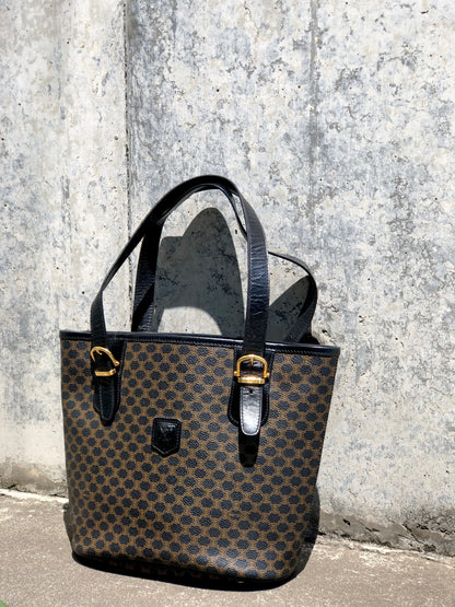 CELINE Macadam Blason Bucket bag Tote bag Black Vintage Old x3pchs