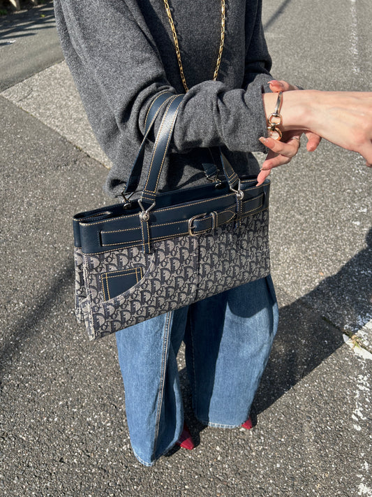 Christian Dior Trotter Handbag Navy Vintage twjy5h