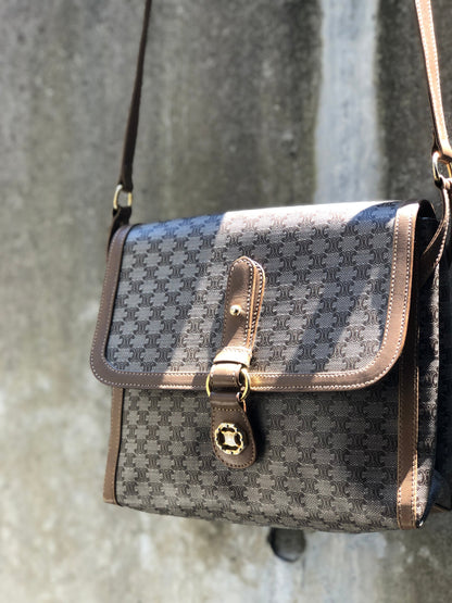 CELINE Macadam Blason Shoulder bag Beige Vintage Old CELINE dbmh2p