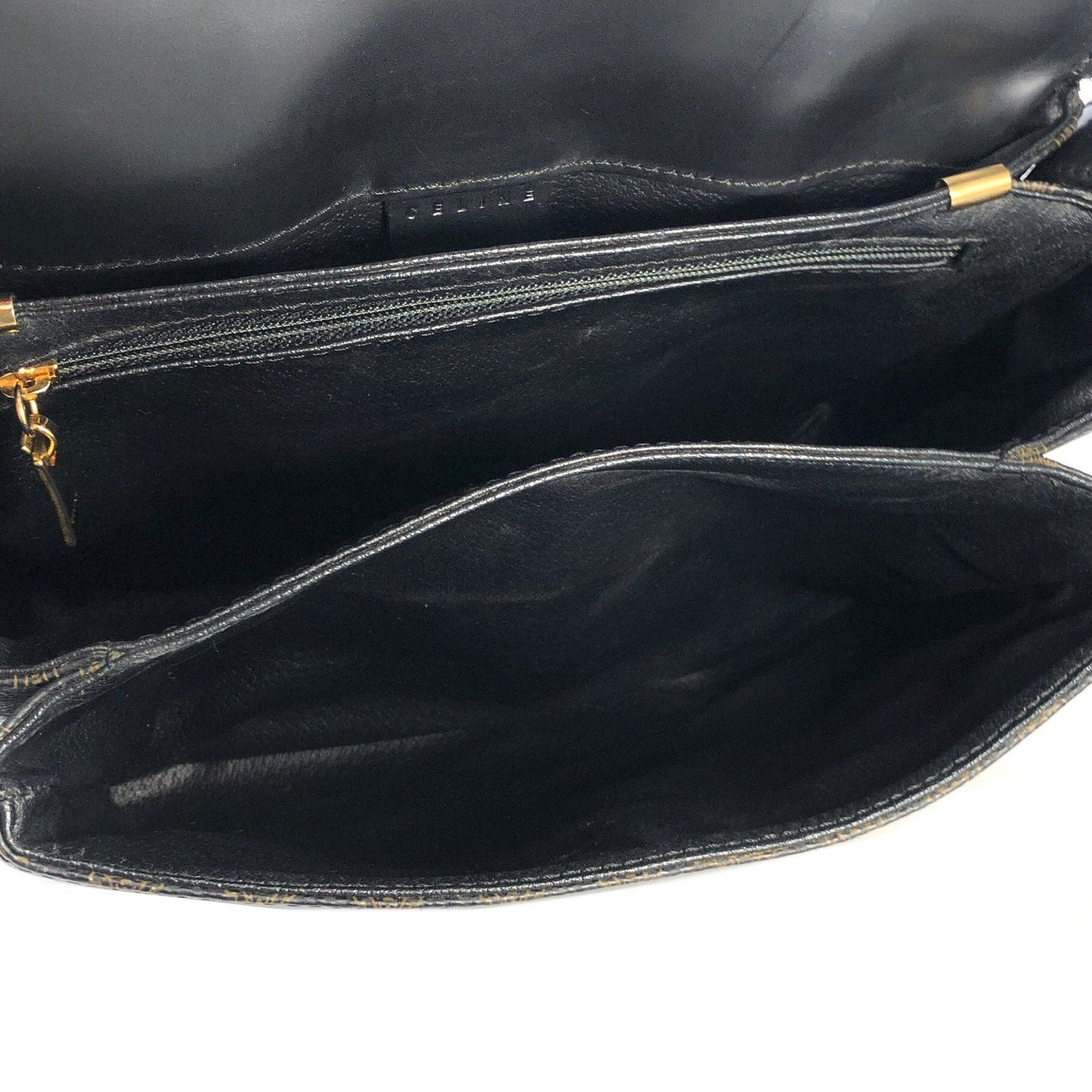 CELINE Macadam Logo Shoulder bag Black Vintage Old Celine i22hgt