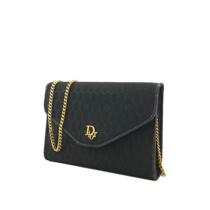 Christian Dior Honeycomb Pattern Chain Jacquard Crossbody Shoulder bag Black Vintage bbrcta