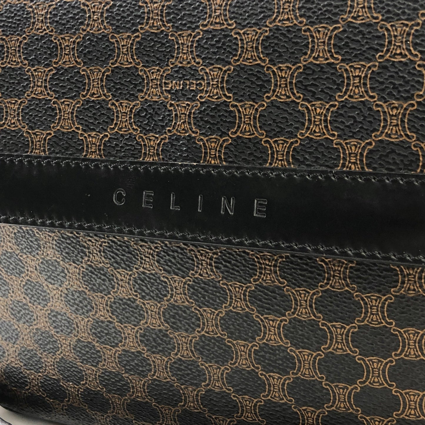 CELINE Macadam Logo Shoulder bag Black Vintage Old Celine i22hgt