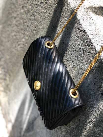 CELINE Blason Triomphe 斜紋針法單肩包 黑色 舊款 Celine 復古 4e3x2s