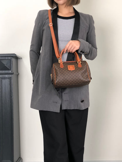 CELINE Macadam Blason Two-way Small Boston bag Shoulder bag Brown Vintage raubfw