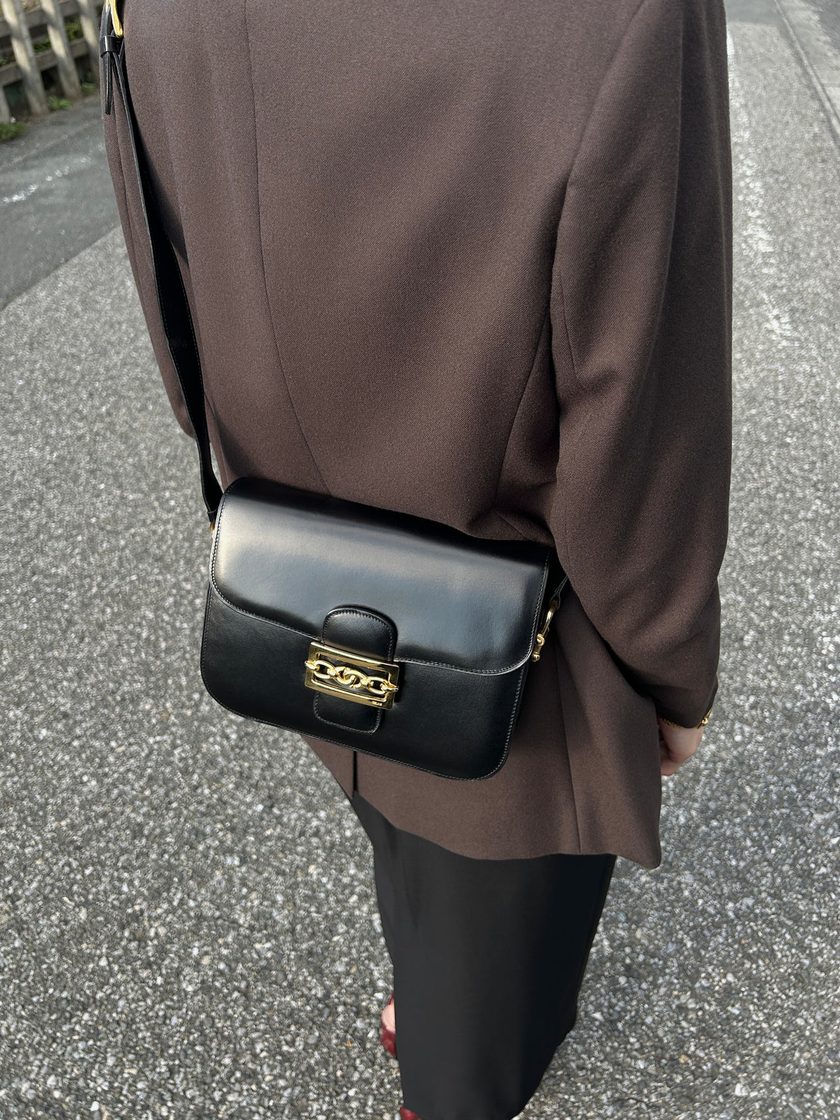 CELINE Horse Bit Shoulder bag Black Vintage jh7wiz