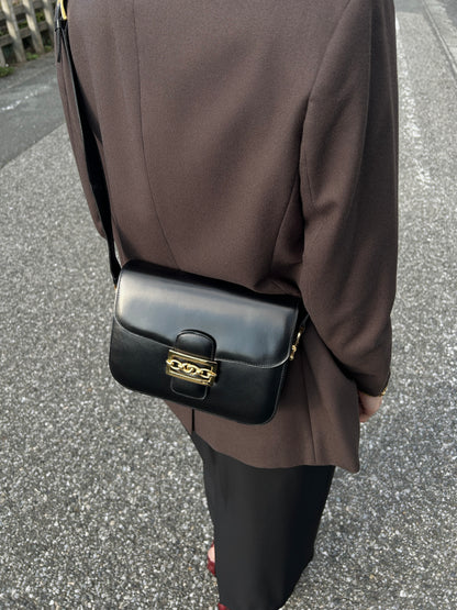 CELINE Horse Bit Shoulder bag Black Vintage jh7wiz