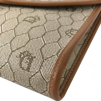 Christian Dior Logo Honeycomb Pattern Chain Crossbody Shoulderbag Beige Vintage Old cdtzdw