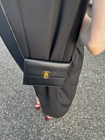CELINE Gancini Shoulder bag Black Vintage 5hj33y