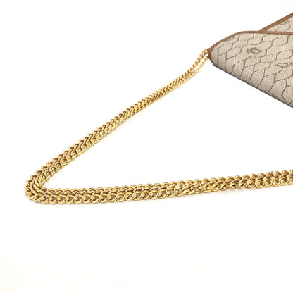 Christian Dior Logo Honeycomb Pattern Chain Crossbody Shoulderbag Beige Vintage Old cdtzdw