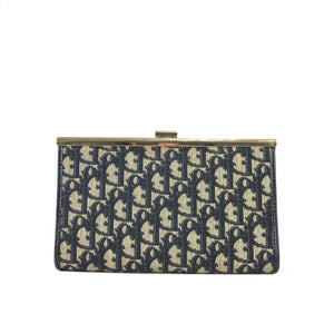 Christian Dior Trotter Jacquard Clasp Clutch bag Navy Vintage Old tybxpy