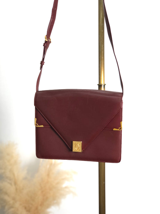 Cartier Logo Shoulder bag Bordeaux Vintage vdfkzv