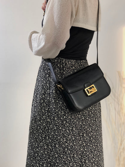 CELINE Horse carriage Crossbody Shoulderbag Black Vintage Old CELINE 3ne2y3