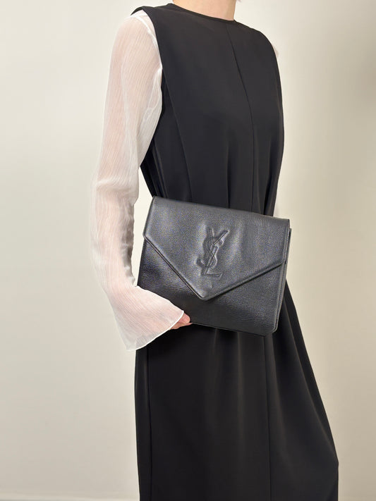 Yves Saint Laurent YSL Logo Shoulder bag Black Vintage p5pe7i