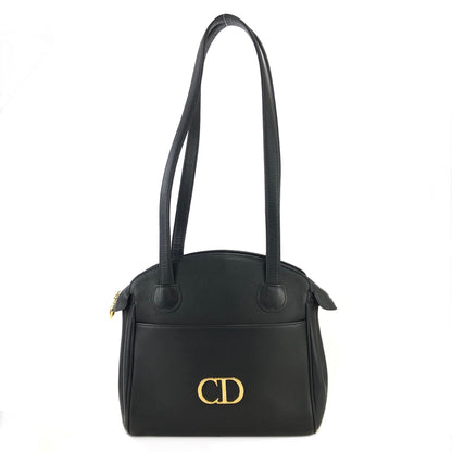 Christian Dior CD logo Leather Totebag Shoulderbag Black Vintage x3b2j4