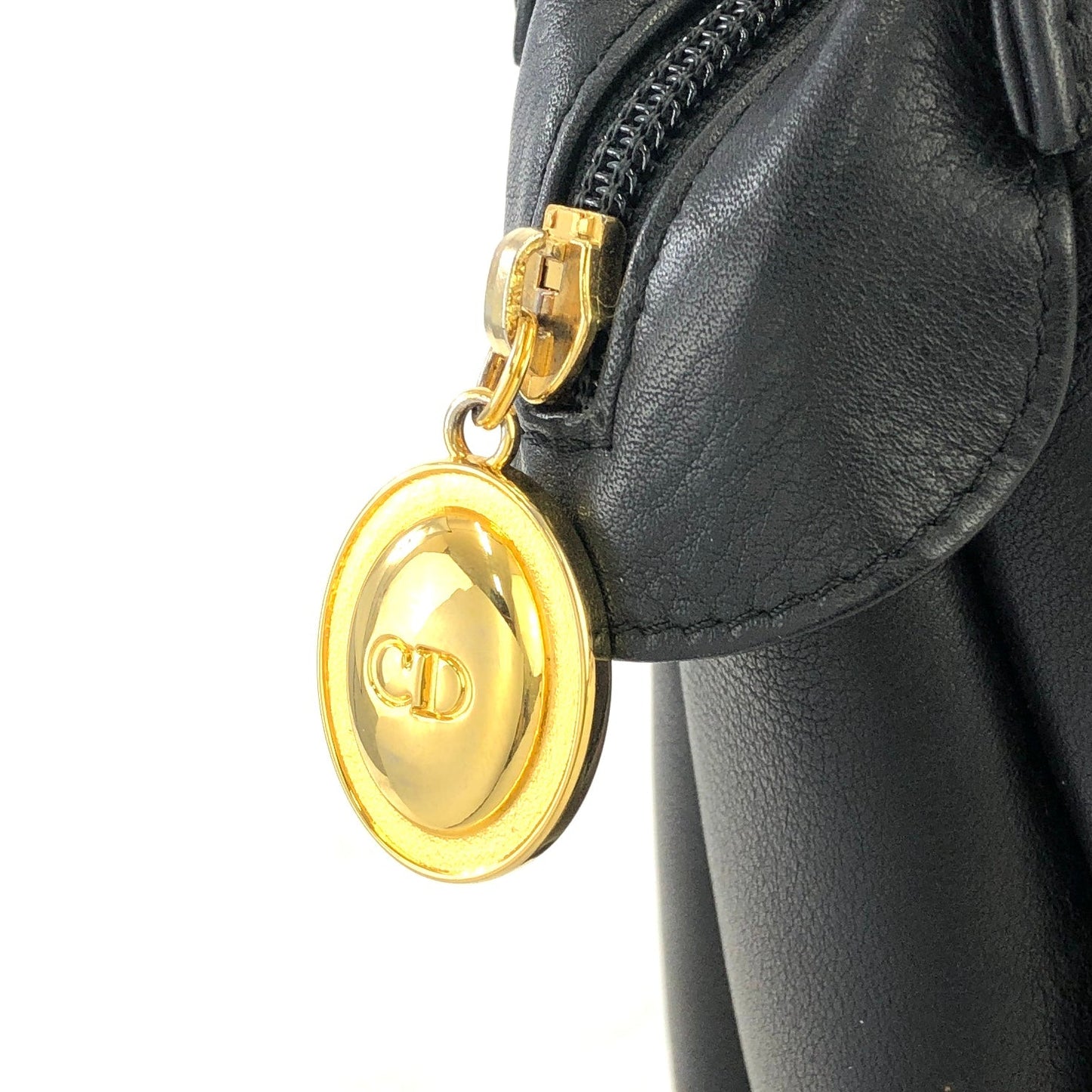 Christian Dior CD logo Leather Totebag Shoulderbag Black Vintage x3b2j4