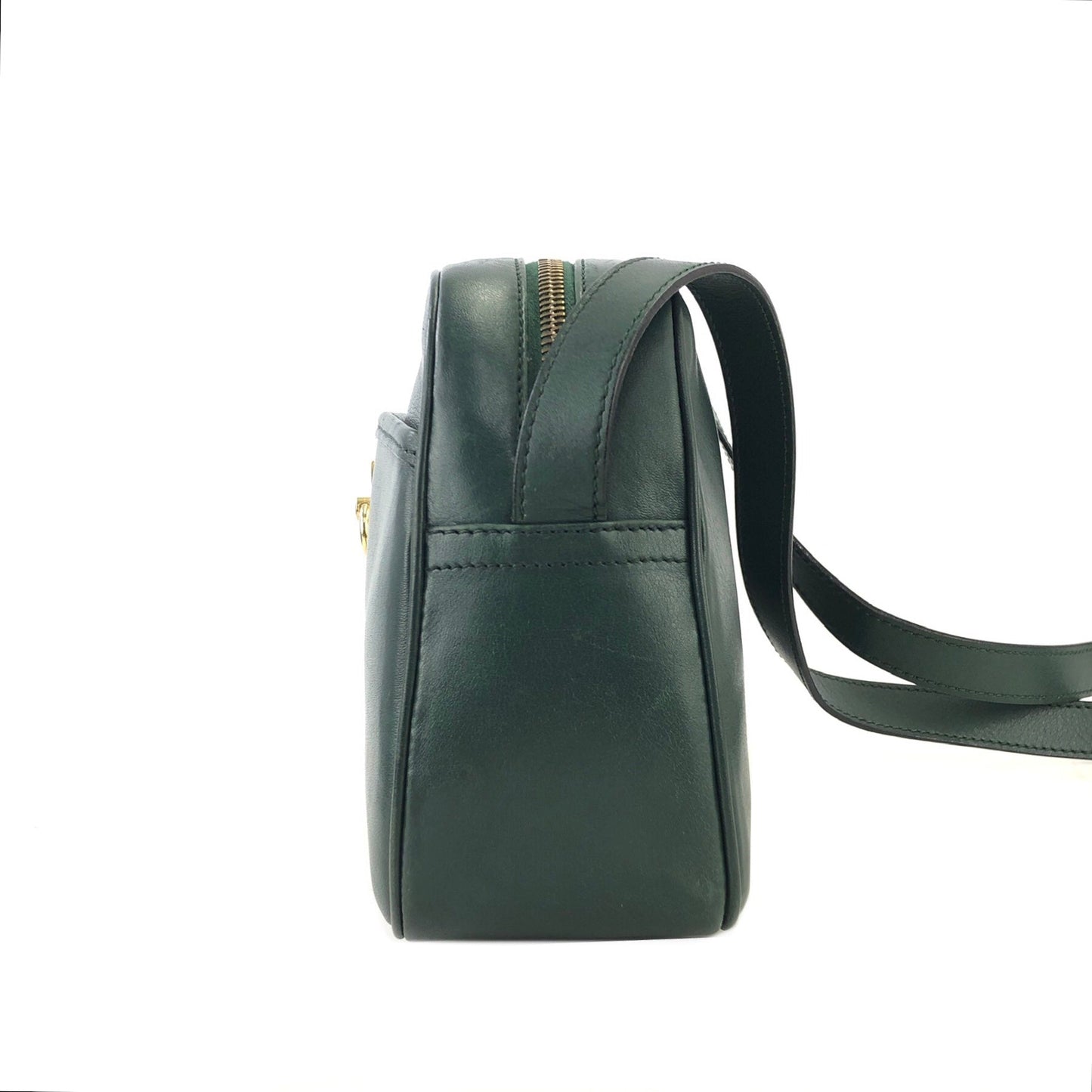 CELINE Gancini Leather Crossbody Shoulderbag Green Vintage Old celine sc877m