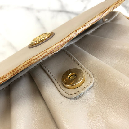 CELINE Horse carriage Shirring Shoulder bag Ivory Vintage Old CELINE sawt6d