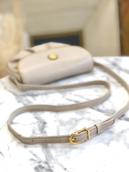 CELINE Horse carriage Shirring Shoulder bag Ivory Vintage Old CELINE sawt6d