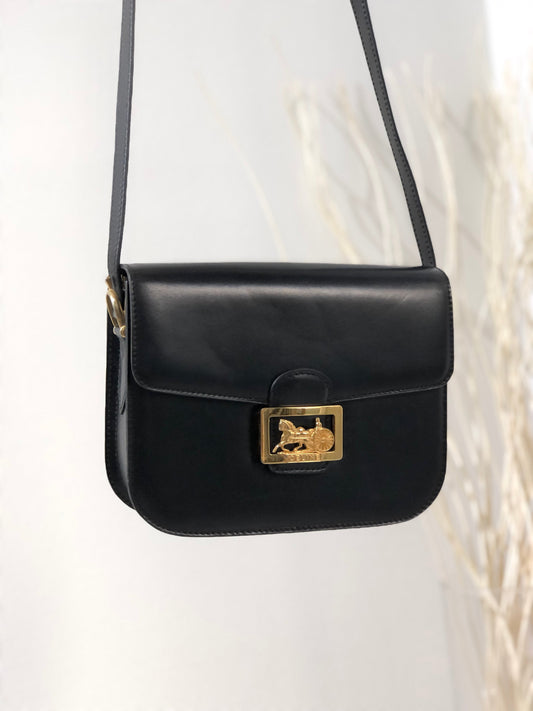 CELINE Horse carriage Crossbody Shoulderbag Black Vintage Old CELINE 3ne2y3