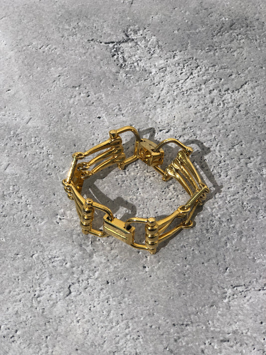 CELINE Horse Bit Bracelet Gold Vintage tikd4g