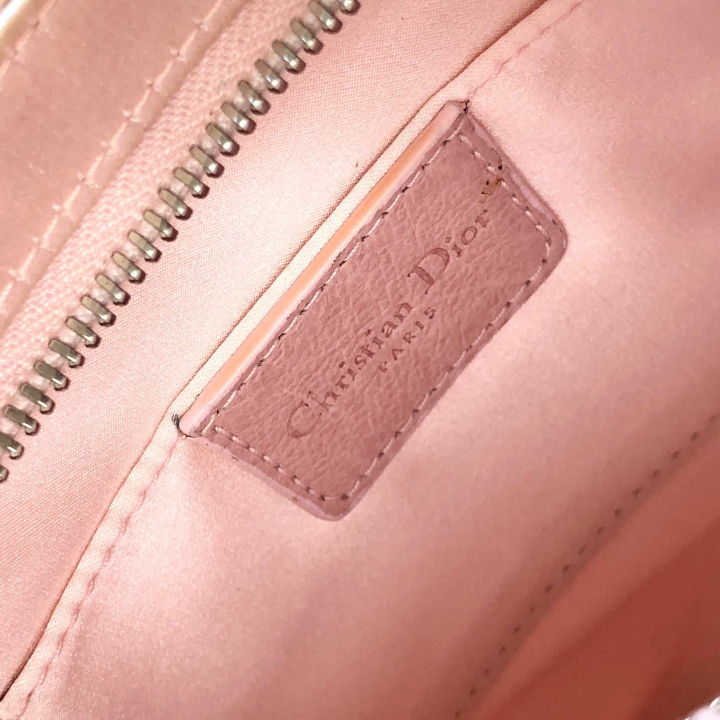 Christian Dior Logo Lace up Satin Handbag Pink Vintage ybskij