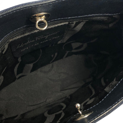 Salvatore Ferragamo Vala Ribbon Fabric Handbag Navy Vintage Old s3fvd3