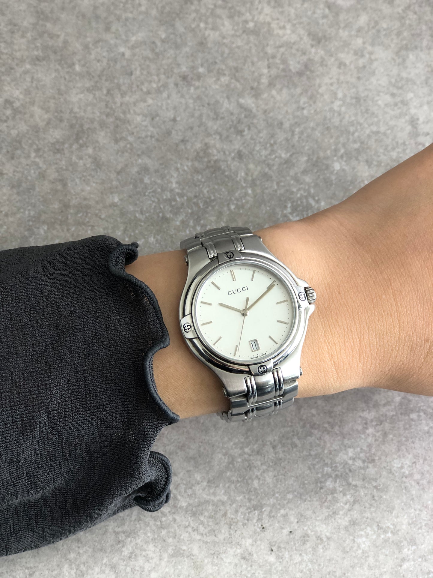 GUCCI Logo Quartz Watch Silver 9040M Vintage n6ymez