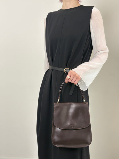 PRADA Logo Embossed Shoulder bag Brown Vintage ecb6ar
