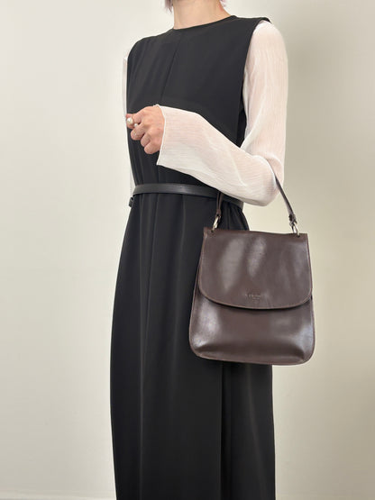 PRADA Logo Embossed Shoulder bag Brown Vintage ecb6ar