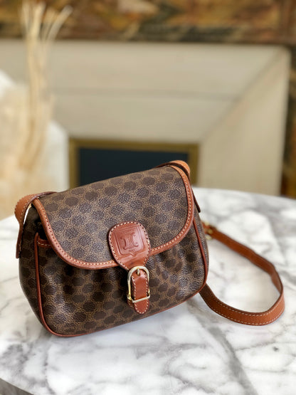 CELINE Macadam Blason Crossbody Shoulder bag Brown vintage Old Celine ifxa4f