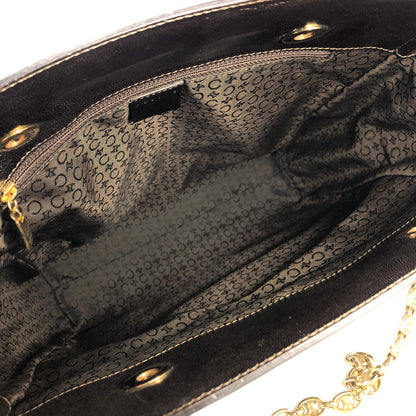 CELINE Logo pattern Fabric Chain Tote bag Shoulder bag Brown Vintage Old Celine 4apir4