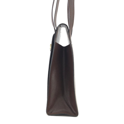 CELINE Gancini Leather Shoulder bag Brown Vintage Old Celine xwf2dw