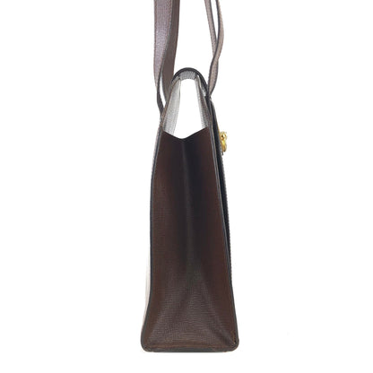 CELINE Gancini Leather Shoulder bag Brown Vintage Old Celine xwf2dw