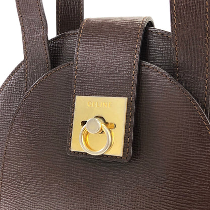 CELINE Gancini Leather Shoulder bag Brown Vintage Old Celine xwf2dw