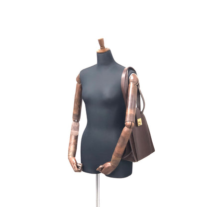 CELINE Gancini Leather Shoulder bag Brown Vintage Old Celine xwf2dw